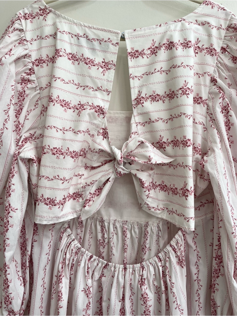 ELOQUII Tie Back Floral Mini Dress white pink girly feminine floral print 22 - Picture 8 of 15